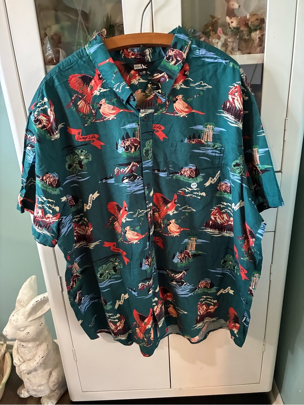 Eddie Bauer Teal Camp Life Short-Sleeve Shirt nwt sz 3XB